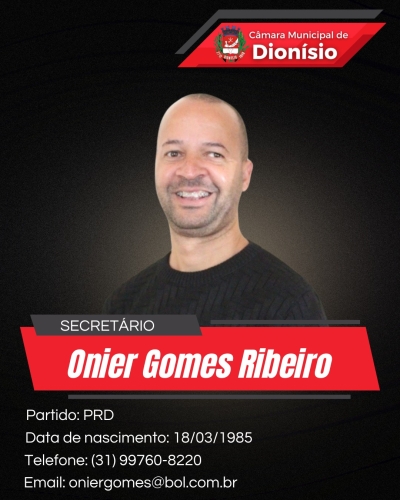 Onier Gomes Ribeiro - 1&ordm; Secret&aacute;rio
